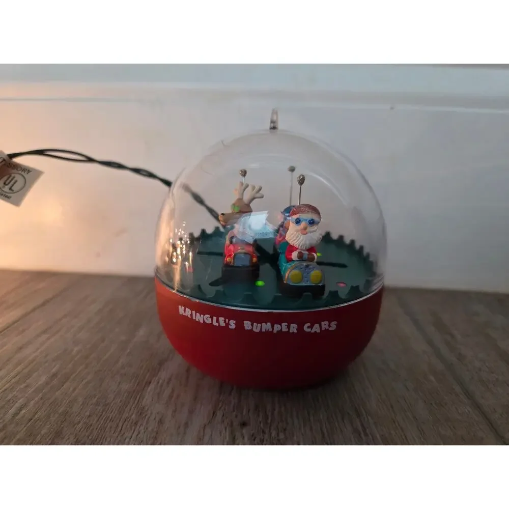 1987 Hallmark Keepsake Magic Ornament Kringle's Bumper Cars- Tested Motion Light